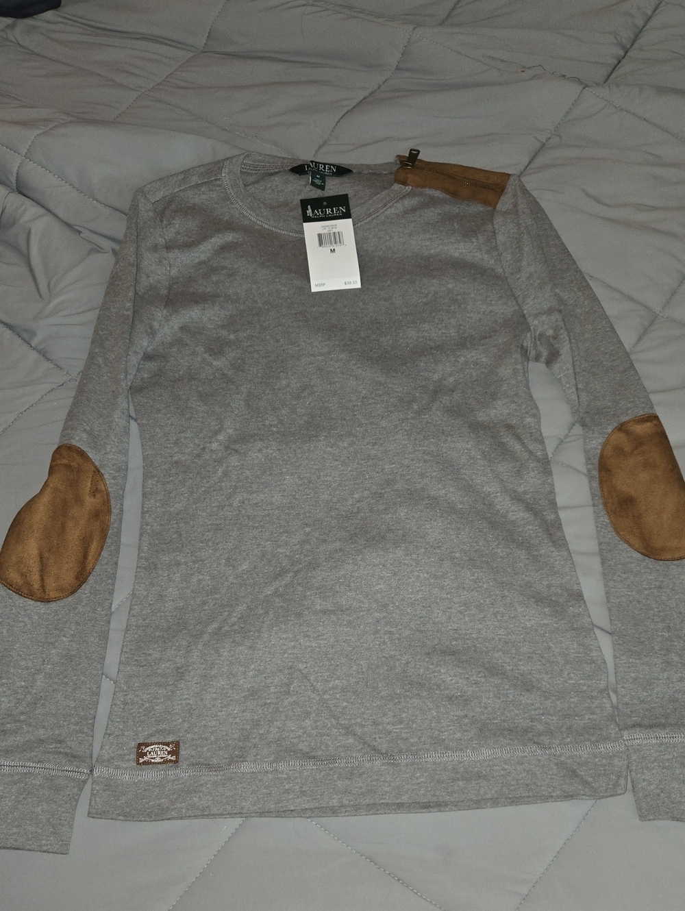 Lauren By Ralph Lauren Crew Neck Shirt With Suade Patches